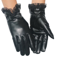 Pair of Women Winter Gloves Touch Screen Driving Warm PU Leather Gloves Style 1