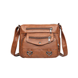 Crossbody Bag for Women Leather Messager Bag Large Capacity Shoulder Bag Brown