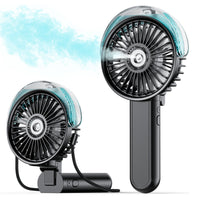180 Degrees Foldable Misting Fan 3-Speed Adjustable Handheld Fan Rechargeable Portable Cooling Fan Black