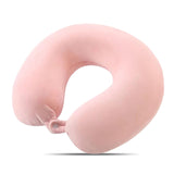Travel Neck Pillow Memory Foam U Shaped Pillow for Flights Road Trips Office Pink