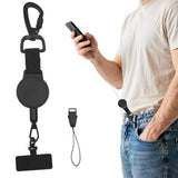 Retractable Phone Lanyard Locking Carabiner with Locking Carabiner and Metal 360 Degree Tab