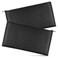 2Pcs PU Leather Storage Bag with Zipper Money Pouch Cash Storage Bag Black