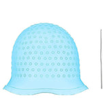 Hair Coloring Highlighting Dye Cap Frosting Tipping Reusable with Stainless Steel Hook Blue
