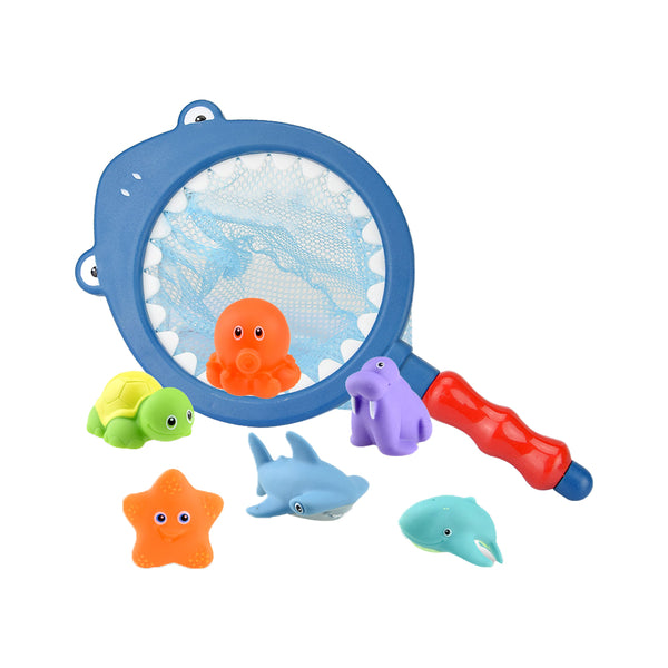 Color Changing Baby Bath Toys Bathtub Toys with Fishing Net Floating Squirting Toys Style 1