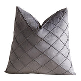 Velvet Cushion Cover Rhombus Pleated for Bedroom Sofa Window Seat Gray