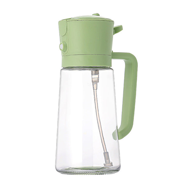 470ml 2-in-1 Oil Sprayer Bottle for Cooking Glass Oil Dispenser Bottle for Kitchen Green