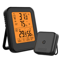 Indoor Digital Thermometer Wireless Humidity Meter with Remote Temperature Sensor Black