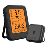 Indoor Digital Thermometer Wireless Humidity Meter with Remote Temperature Sensor Black
