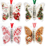 4 PCS Acrylic Christmas Cash Gift Ornaments with Money Holder Slots