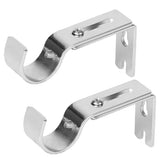 2PCS Adjustable Curtain Rod Brackets – Wall Mount Holders for Drapes Sliver