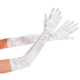 Satin Evening Gloves Long for Women Wedding Party and Cosplay White