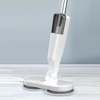 Cordless Electric Spray Mop Spin Cleaning Scrubber with Detachable Tank for Hardwood Floor White