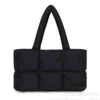 Puffer Tote Bag Large Quilted Puffy Handbag Lightweight Satchel Purse Black