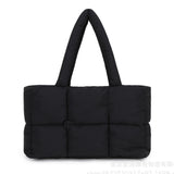 Puffer Tote Bag Large Quilted Puffy Handbag Lightweight Satchel Purse Black