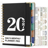2027 A5 Weekly Planner Notebook Hardcover Calendar January to December Black