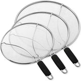 3PCS Stainless Steel Grease Splatter Guard Ultra Fine Mesh Pan Screens