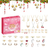 Christmas Advent Calendar Jewelry Set Earrings Rings Necklaces Keychains Pink
