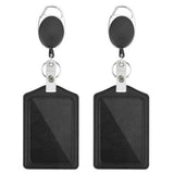 2Pcs PU ID Card Holder with Retractable Badge Reel