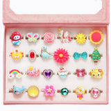 24PCS Adjustable Jewelry Rings Set for Girls Play and Dress-Up Gift