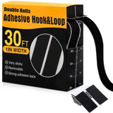30Ft x 1 Inch Heavy Duty Hook and Loop Tape with Adhesive Black