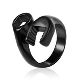 Stainless Steel Industrial Punk Ring Wrench Shape for Men and Women Black