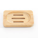 2PCS  Natural Bamboo Wood Soap Dish Storage Soap Holder Bath Shower Plate Bathroom