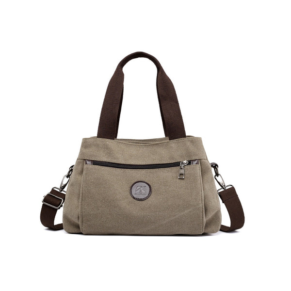 Crossbody Bag 3-Compartments Satchel Handbags Purse Messenger Shoulder Bag Khaki