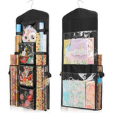Hanging Wrapping Paper Storage Bag Double-Sided Gift Wrap Organizer Holder Black