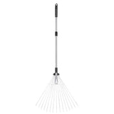 Adjustable Metal Leaf Rake Long Handle for Lawn Garden Yard Soil Loosening