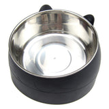 400ml Stainless Steel Tilted Pet Bowl – Non-Slip Raised Feeder for Cats & Dogs Black