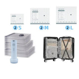 Electric Vacuum Storage Bags Set with Compact Rechargeable Pump Space-Saving Organizer for Clothes Bedding Travel - 6Pcs Set