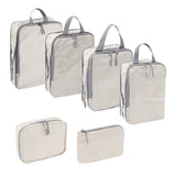 6Pcs Compression Packing Cubes Suitcase Organizer Bag Luggage Storage Bag Beige