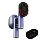Portable Wireless Electric Hair Comb with Vibration and Oil Mist Spray Purple