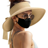Adjustable Foldable Sun Visor Hat Wide Brim Open Top for Outdoor Khaki