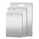 3PCS Dual Sided Stainless Steel Cutting Board with Hanging Hole for Home Restaurant