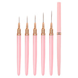 5PCS Nail Art Liner Brushes Set for Thin Lines & Fine Details Pink