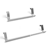 Adjustable No Drill Stainless Steel Dish Towel Holder for Cabinet Door Kicthen Towel Rack Silver