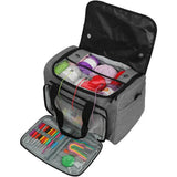 Yarn Storage Bag Wool Tote with Hooks Needles & Accessories Organizer Gray