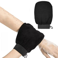 2Pcs Moroccan Exfoliating Gloves – 100 Percent Viscose Body Scrub Bath Mitts Black