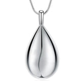 Stainless Steel Teardrop Cremation Pendant – Keepsake Memorial Necklace Sliver