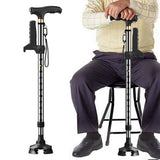 Elder Folding Walking Stick Walking Cane Height Adjustable LED Light