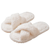 Non Slip Open Toe Slippers for Women Indoor and Outdoor White