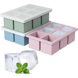 3 Pcs Silicone Ice Cube Trays with Lids 18 Cavity Large Square Molds Style 1