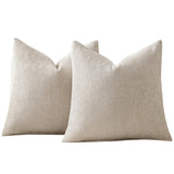 2 Pack Chenille Knit Throw Pillow Covers for Couch Sofa Bed Beige