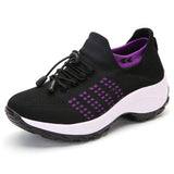 Lightweight Stretch Mesh Walking Shoes Slip On for Men and Women Black Purple