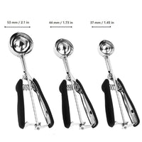 3Pcs Set Cookie Scoop Set Stainless Steel Cookie Dough Scoop Ice Cream Scoop