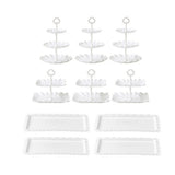 10 PCS Cake Stand Set with 6 Tiered Cupcake Stands 4 Square Trays for Party Wedding Dessert