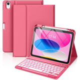 Backlit Keyboard Case Detachable for iPad 10.2 and 10.5 Inch Pink