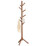 Wooden Coat Rack Freestanding with 8 Hooks for Bedroom Office Walnut
