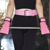 Pair of Weight Lifting Gloves Adjustable Hook and Loop Wrist Strap for Deadlift and Powerlifting Gym Workout Lifting Hooks Pink